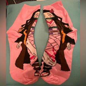 Unisex Anime Character Pink Socks, NEW